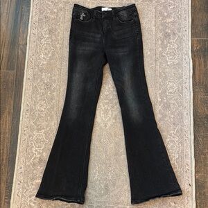 VERVET BY FLYING MONKEY Black Flare Wide Leg Jeans